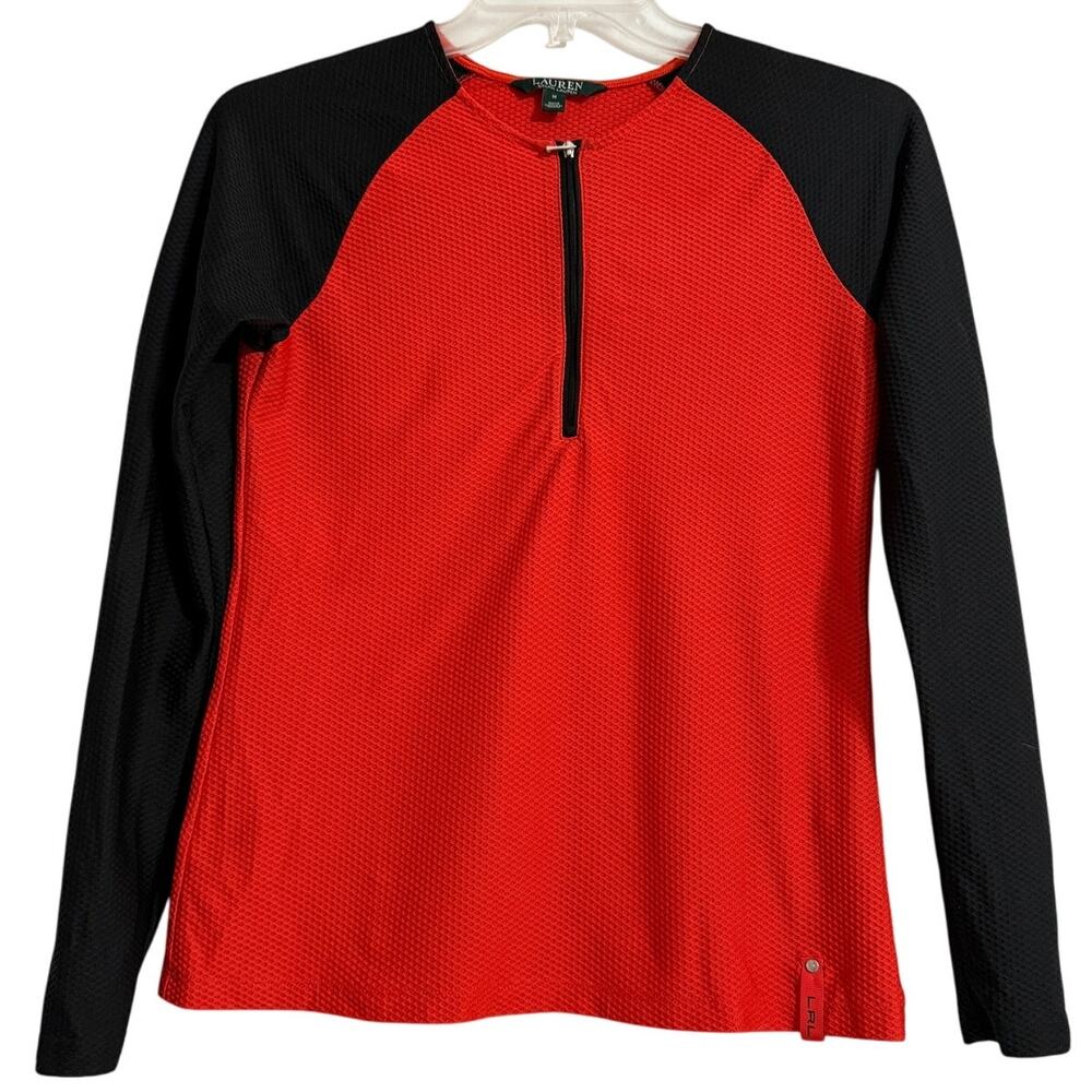 Lauren Ralph Lauren Honeycomb 1/4 Zip L/S Pullover, Size M